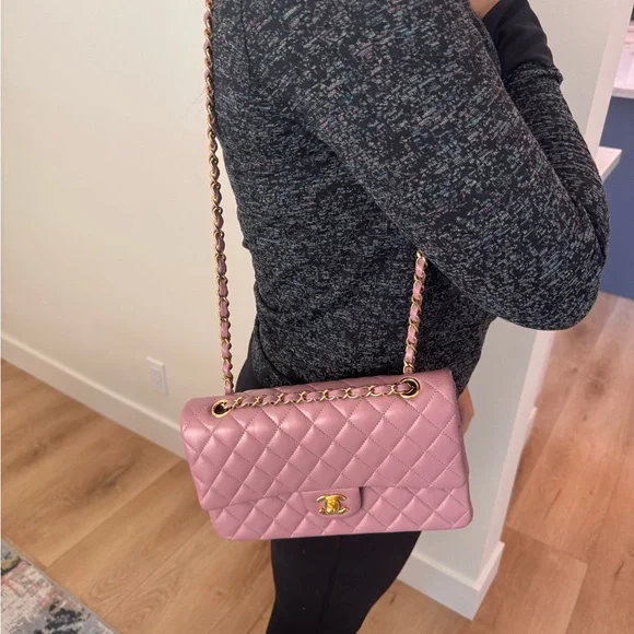 CHANEL Lambskin Quilted Medium Double Flap in Pink/Lilac - Picture 15 of 15